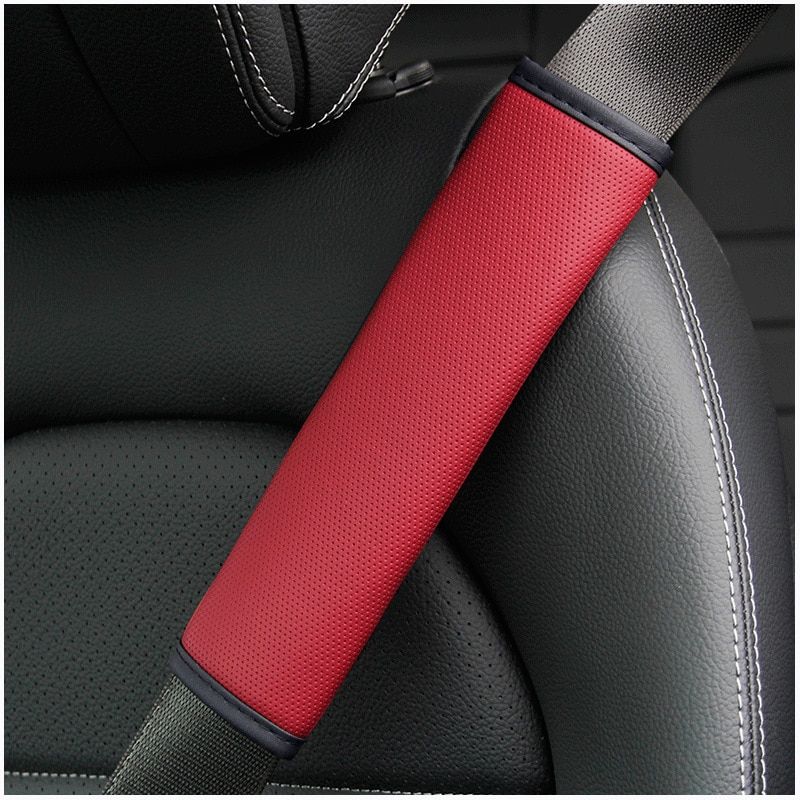 2 Pieces Of Skin-Feeling Leather Fine-Hole Car Seat Belt