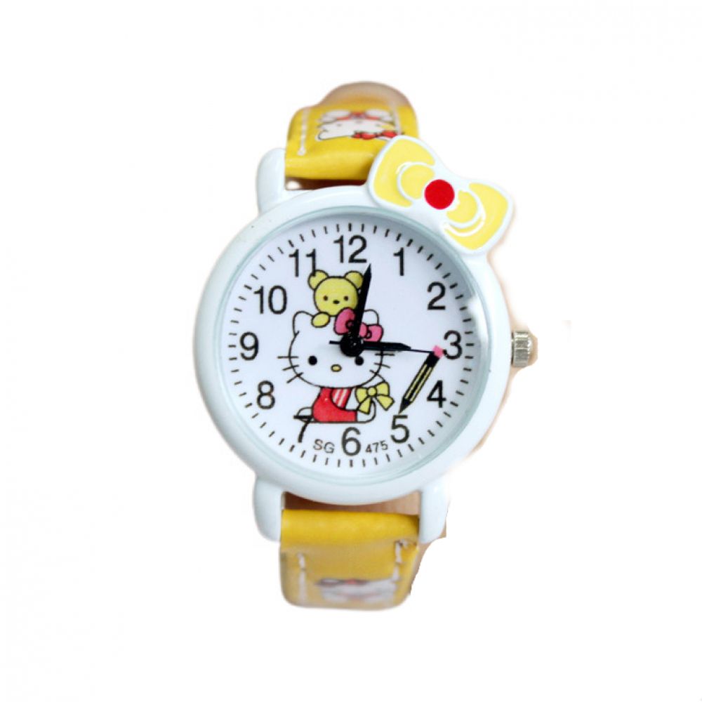 Child Learning Time Quartz Watch,Cartoon 3D Strap,Read time Study Time Todder Watch,Kindergarten Learn Time Watches Yellow