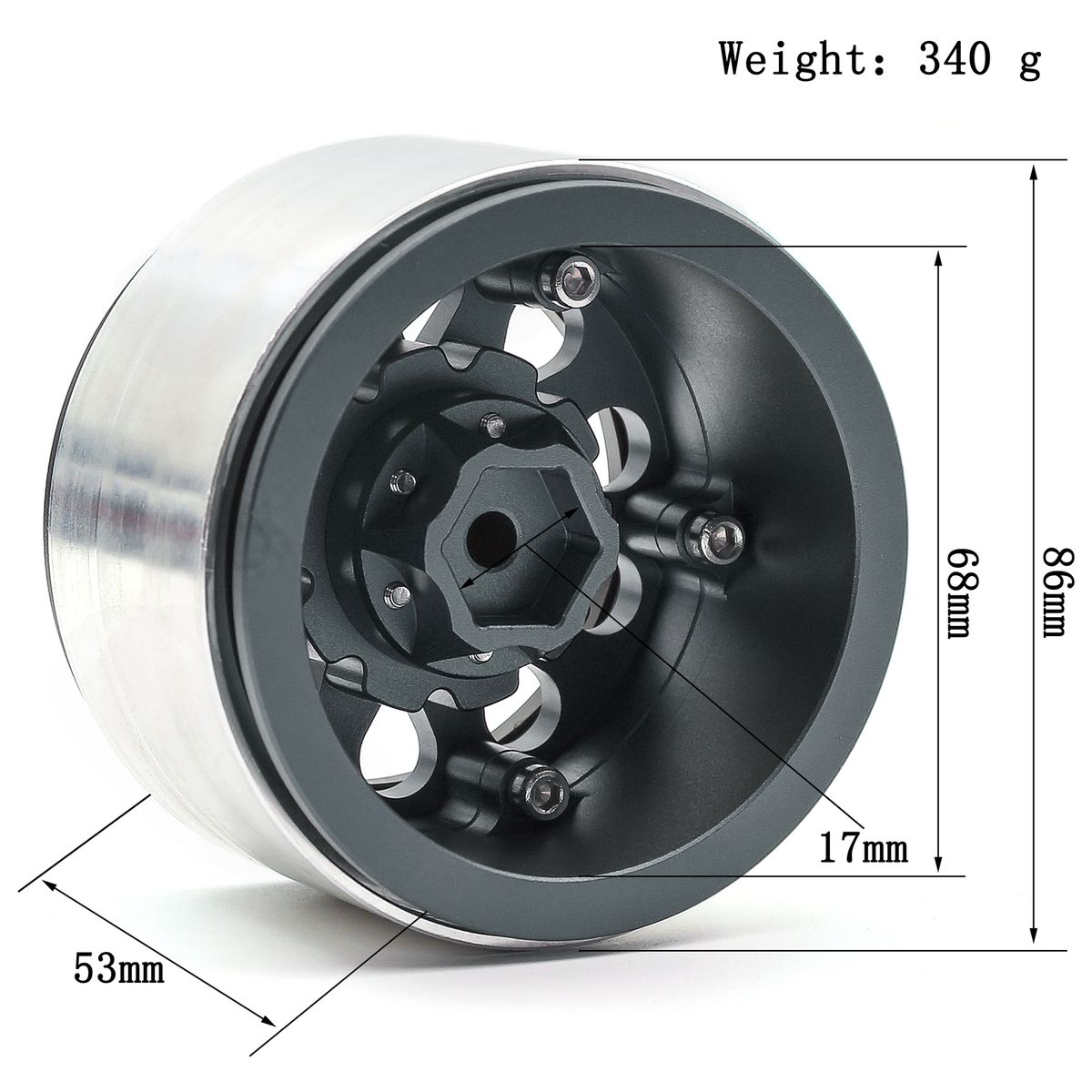 Aluminum Alloy Titanium Wheel  Beadlock Rims Hub 4pcs