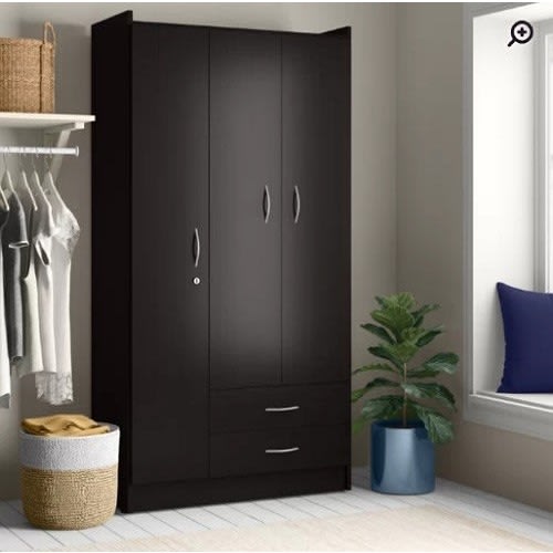 Apex ventures Wardrobe With Shelves & Drawers - Black
