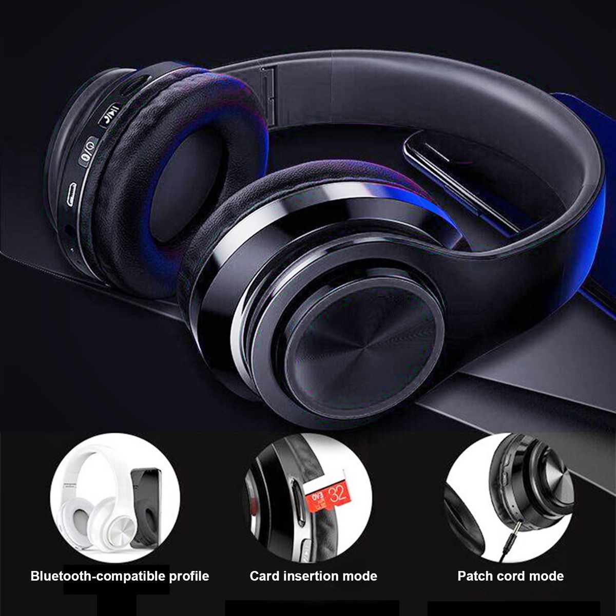 B39 Wireless Headphones Foldable Colorful Breathing-Blue