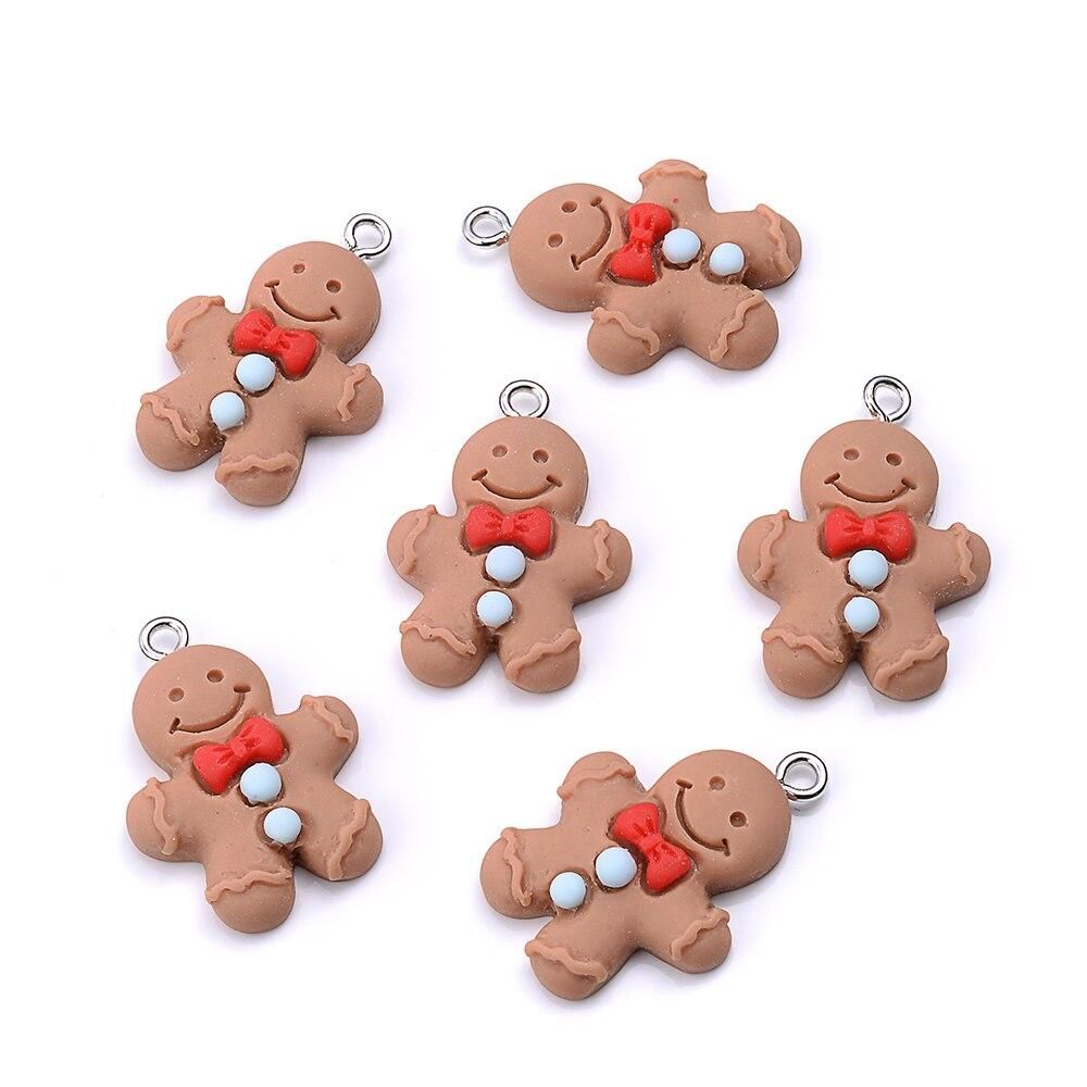 iYOE 10pcs 26.5x19mm Mix Cartoon Doll Resin Charms Cute Bow Knot Smiley Toy Charms For Jewelry Making Necklace Pendant