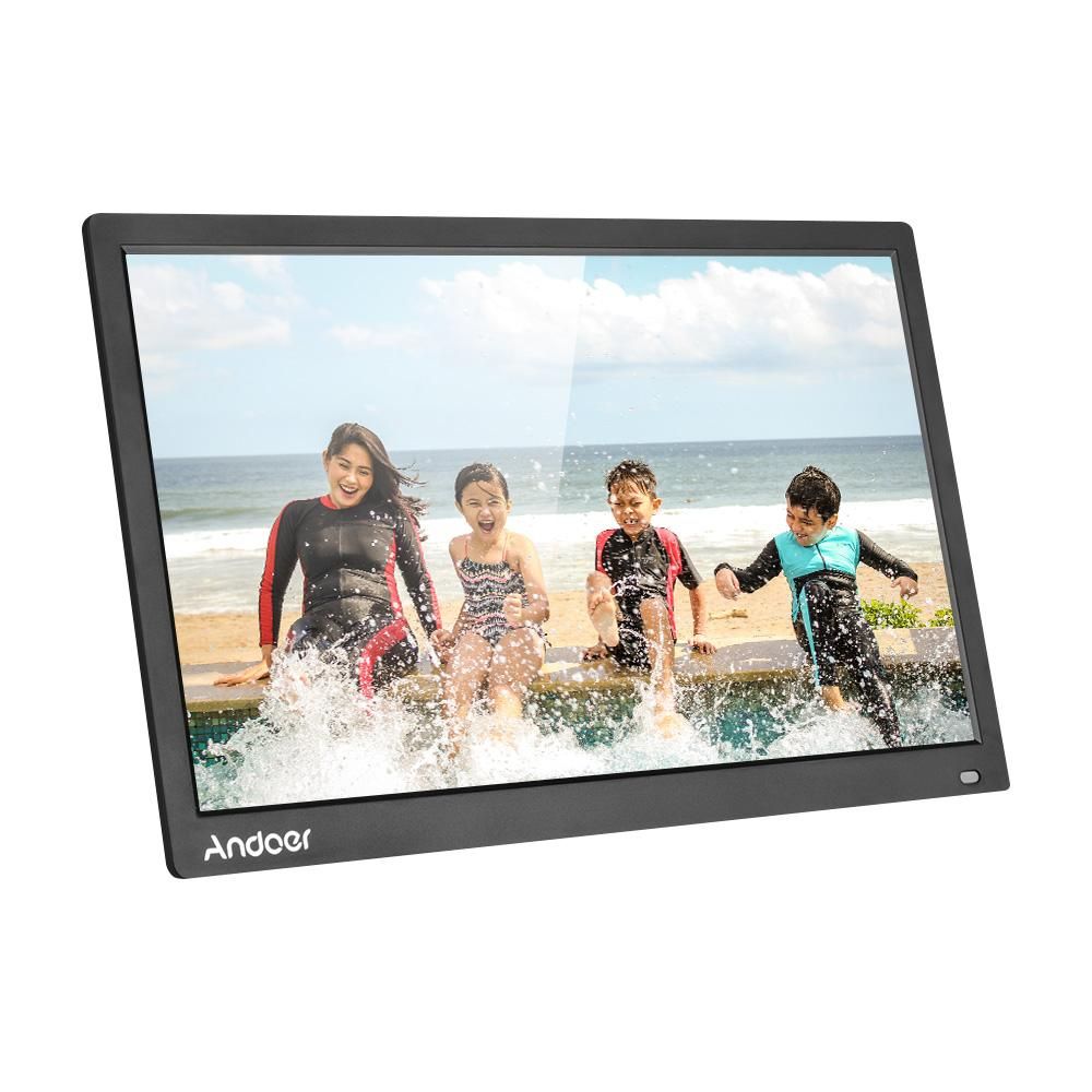Andoer 17.3 Inch Desktop Digital Photo Picture Frame Album 1600*900 Resolution 16:9 TN LED Display Screen Support Calendar Clock Time Setting MP3 Music Movie with IR Remote Control Stand Bracket Support SD Card As Gift Presen