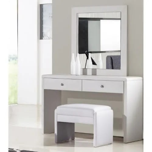 Dressing Mirror With Additional Stool- White