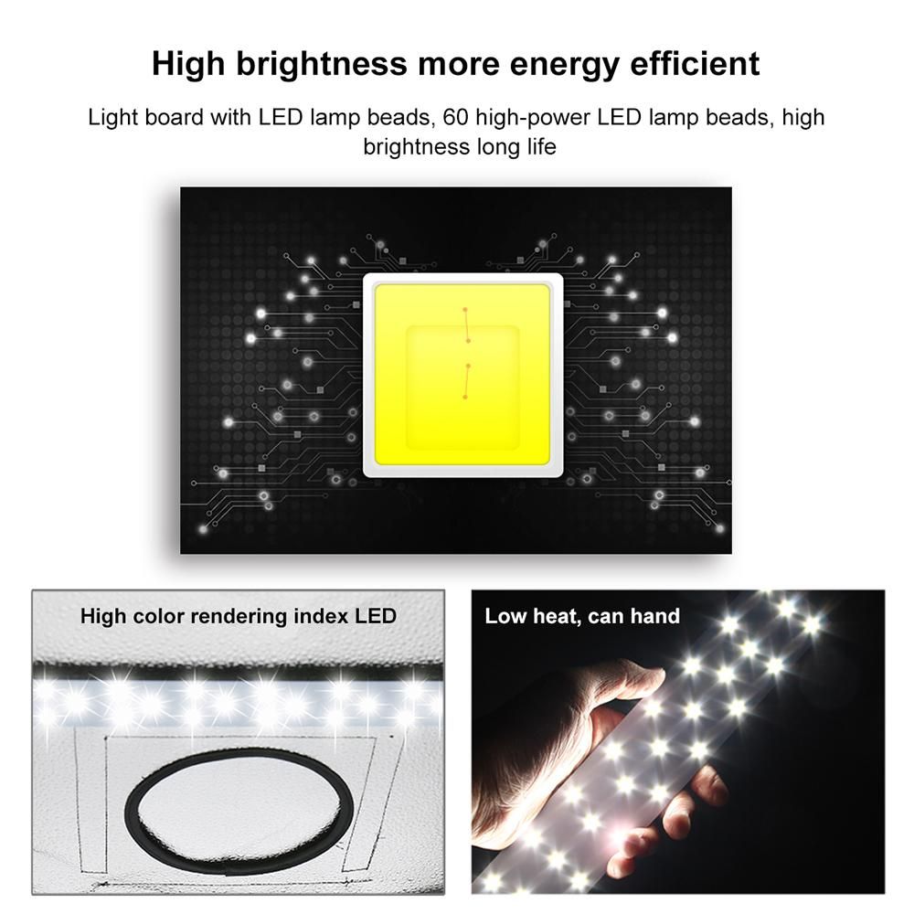 Portable Photo Studio Box 16 inch 40cm Folding Photography Light Tent Professional Foldable Shooting Lighting Softbox with 64 LED Lights Three-color Backdrops  (E U plug)