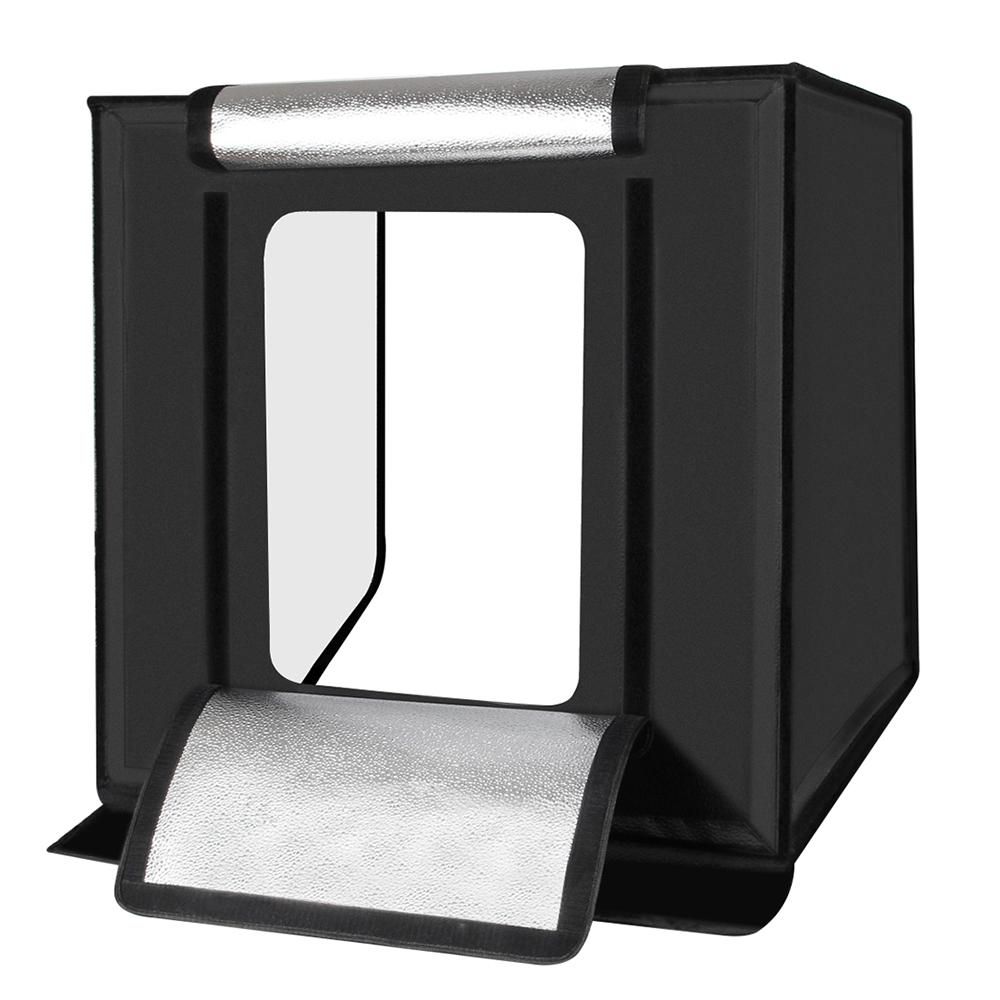 Portable Photo Studio Box 16 inch 40cm Folding Photography Light Tent Professional Foldable Shooting Lighting Softbox with 64 LED Lights Three-color Backdrops  (E U plug)