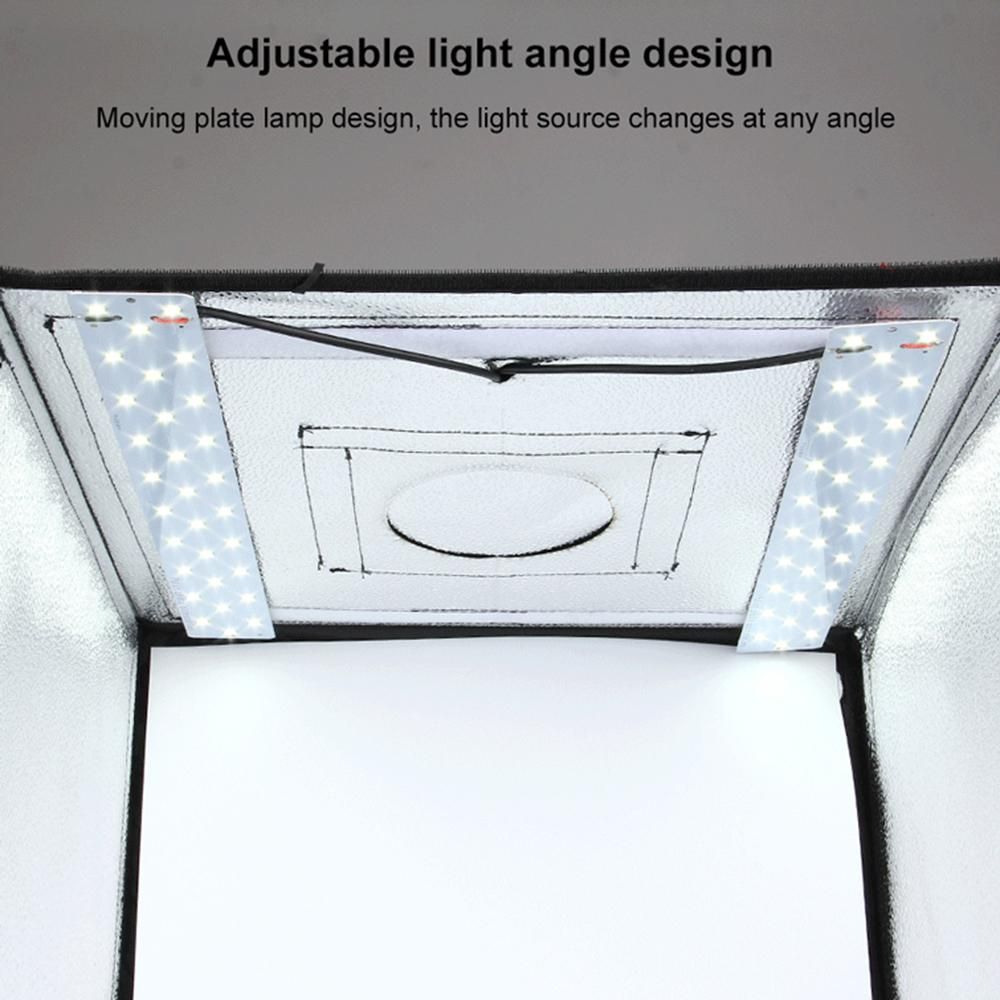 Portable Photo Studio Box 16 inch 40cm Folding Photography Light Tent Professional Foldable Shooting Lighting Softbox with 64 LED Lights Three-color Backdrops  (E U plug)
