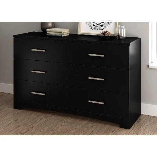 6-drawer Double Dresser -Pure Black