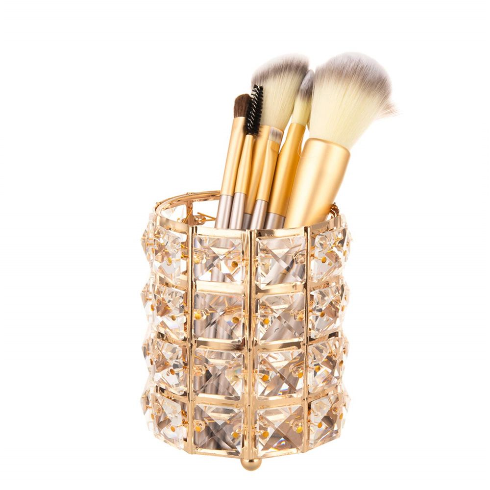 Crystal Cosmetic Brush Organizer Makeup Tool Holder-Golden