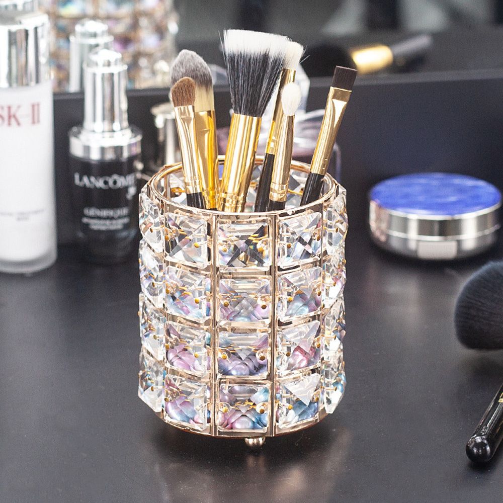 Crystal Cosmetic Brush Organizer Makeup Tool Holder-Golden