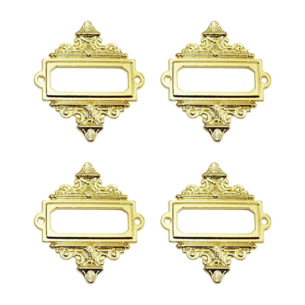 4Pcs Shelves File Drawer Tag Label Holder Metal Lace