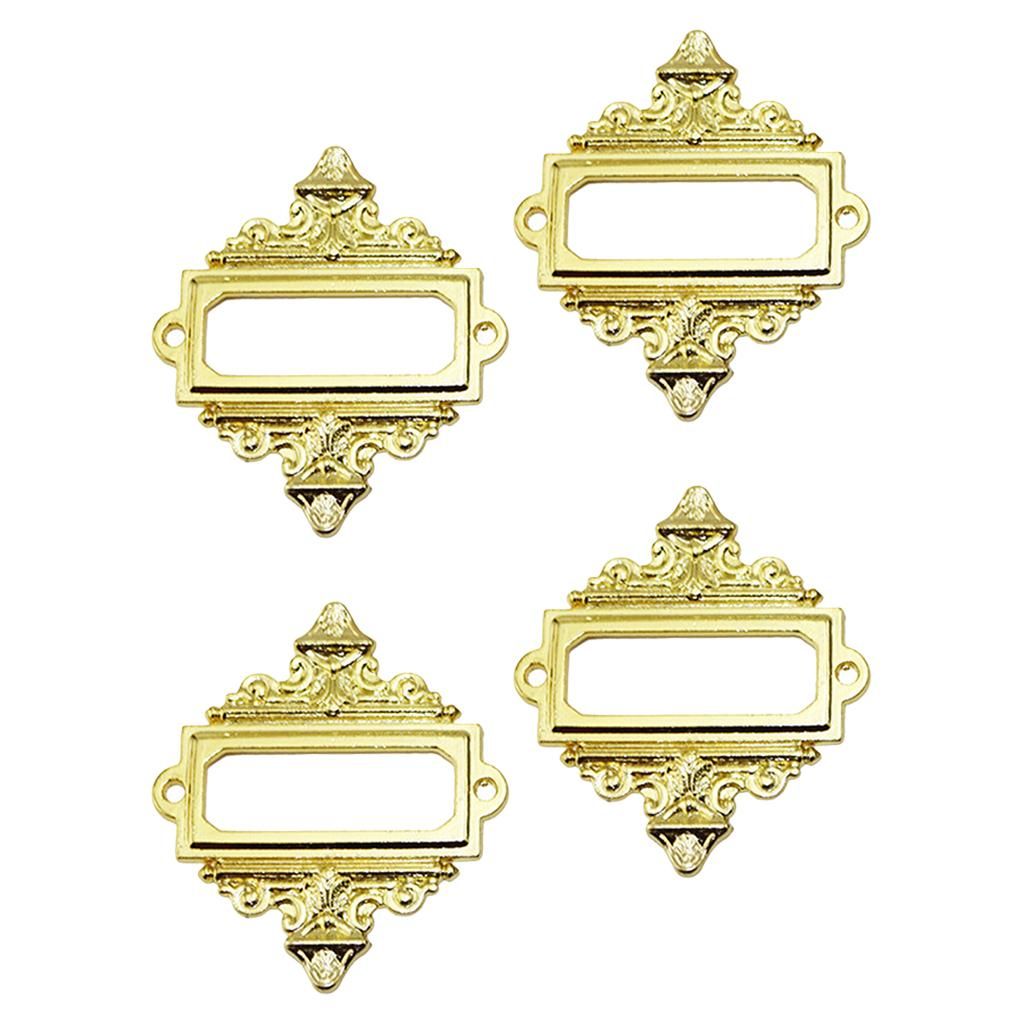 4Pcs Shelves File Drawer Tag Label Holder Metal Lace
