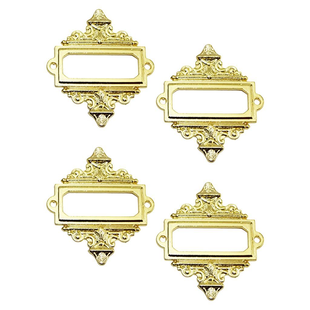 4Pcs Shelves File Drawer Tag Label Holder Metal Lace