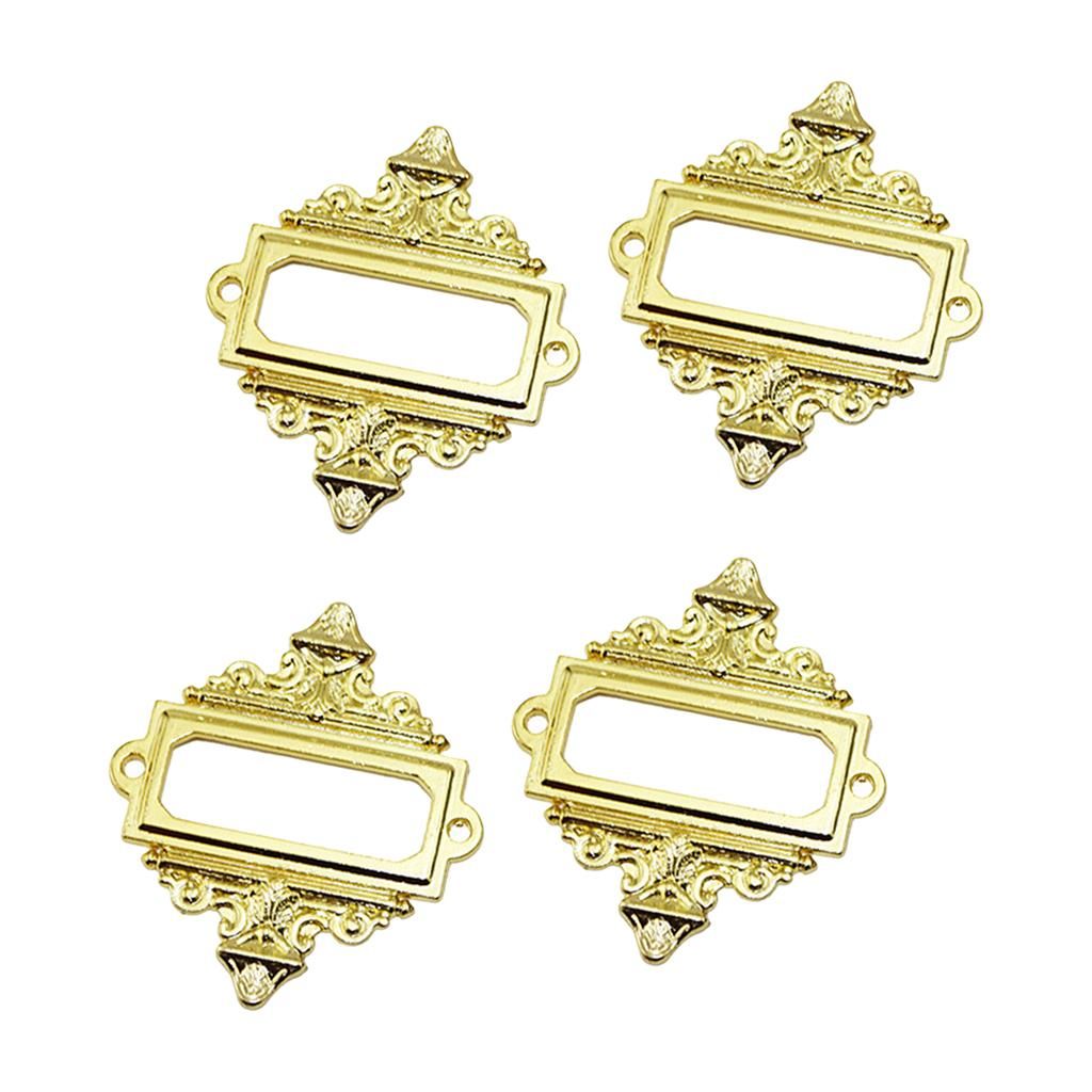 4Pcs Shelves File Drawer Tag Label Holder Metal Lace