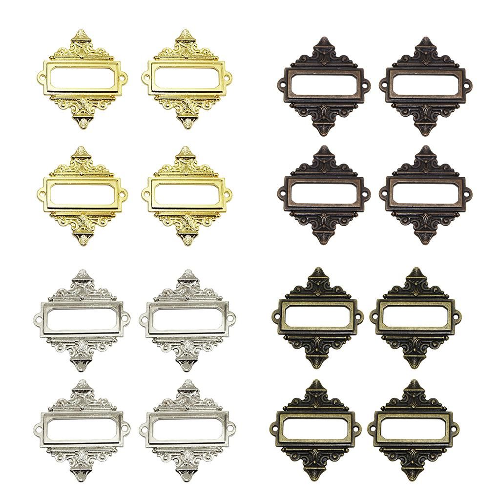 4Pcs Shelves File Drawer Tag Label Holder Metal Lace