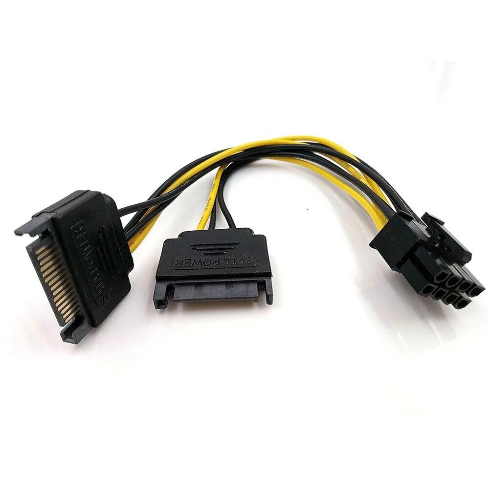 10pcs Dual 15Pin SATA Male To PCIe 8Pin(6+2) Male PCI Express PCI-E  Video Card Splitter Adapter Power Supply Cable
