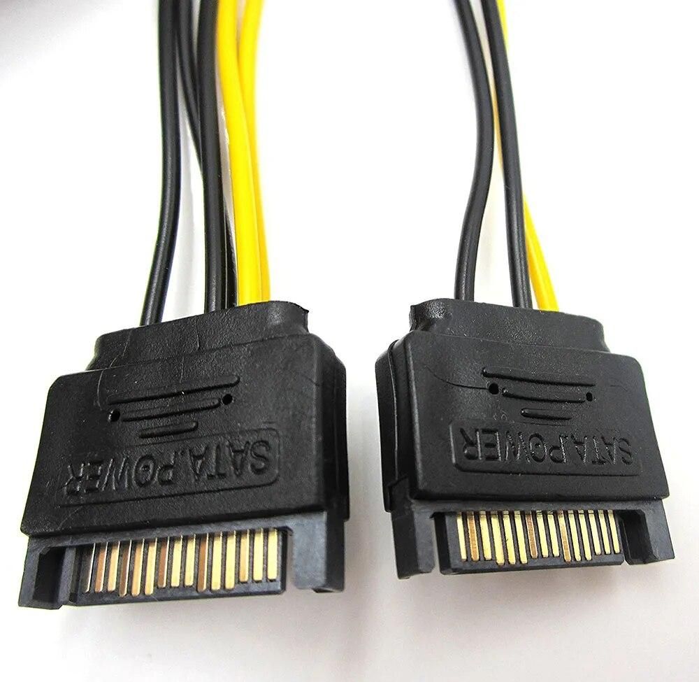 10pcs Dual 15Pin SATA Male To PCIe 8Pin(6+2) Male PCI Express PCI-E  Video Card Splitter Adapter Power Supply Cable