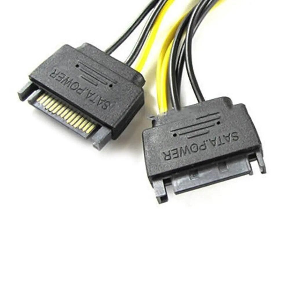 10pcs Dual 15Pin SATA Male To PCIe 8Pin(6+2) Male PCI Express PCI-E  Video Card Splitter Adapter Power Supply Cable
