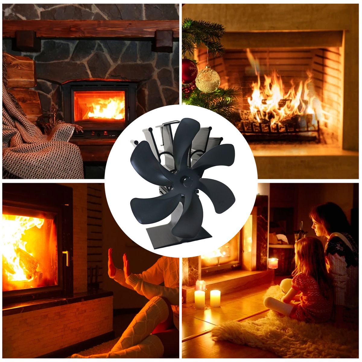 6 Blade Fireplace Fan For Wood Burning Stove Heat Powered