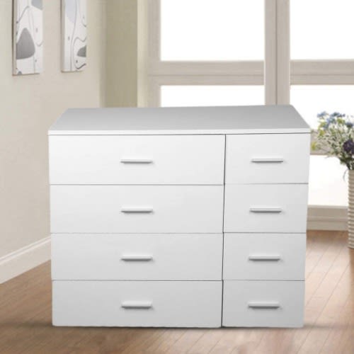 White 4+4 Drawer Simple Modern Storage Cabinet
