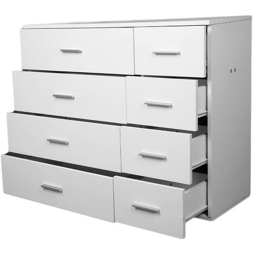 White 4+4 Drawer Simple Modern Storage Cabinet