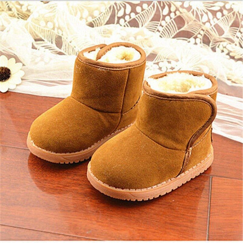 New Infant Toddler Baby Girls Boots Boys Kids Winter Thick Snow Boots Fur Shoes Brown 23
