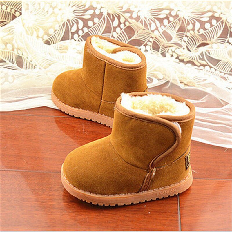 New Infant Toddler Baby Girls Boots Boys Kids Winter Thick Snow Boots Fur Shoes Brown 23