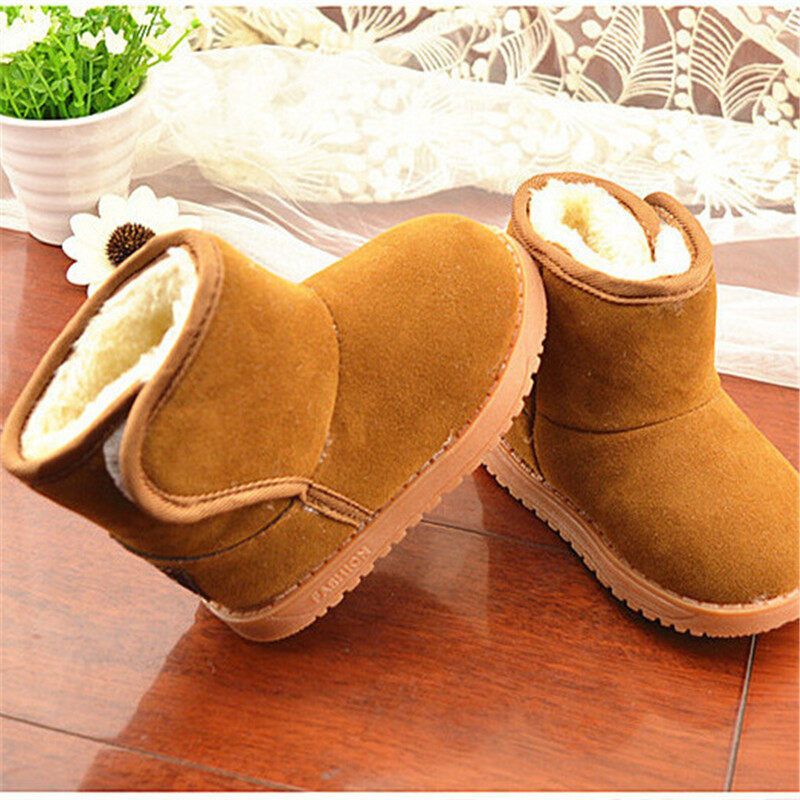 New Infant Toddler Baby Girls Boots Boys Kids Winter Thick Snow Boots Fur Shoes Brown 23