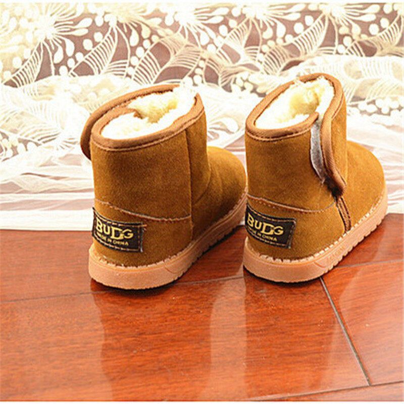 New Infant Toddler Baby Girls Boots Boys Kids Winter Thick Snow Boots Fur Shoes Brown 23