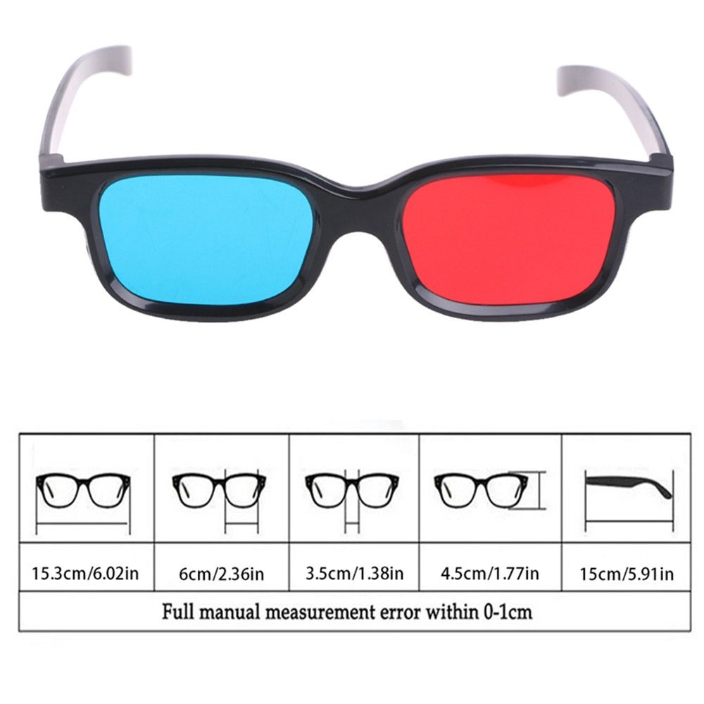 Universal 3D Glasses Black Frame Red Blue Eyeglasses Cyan