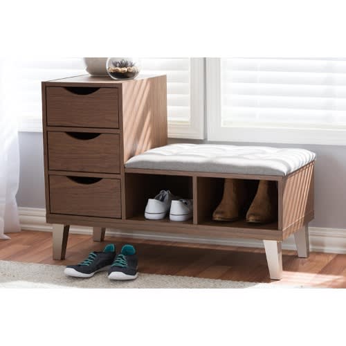 Shoe Cabinet - Light Grey/walnut Brown