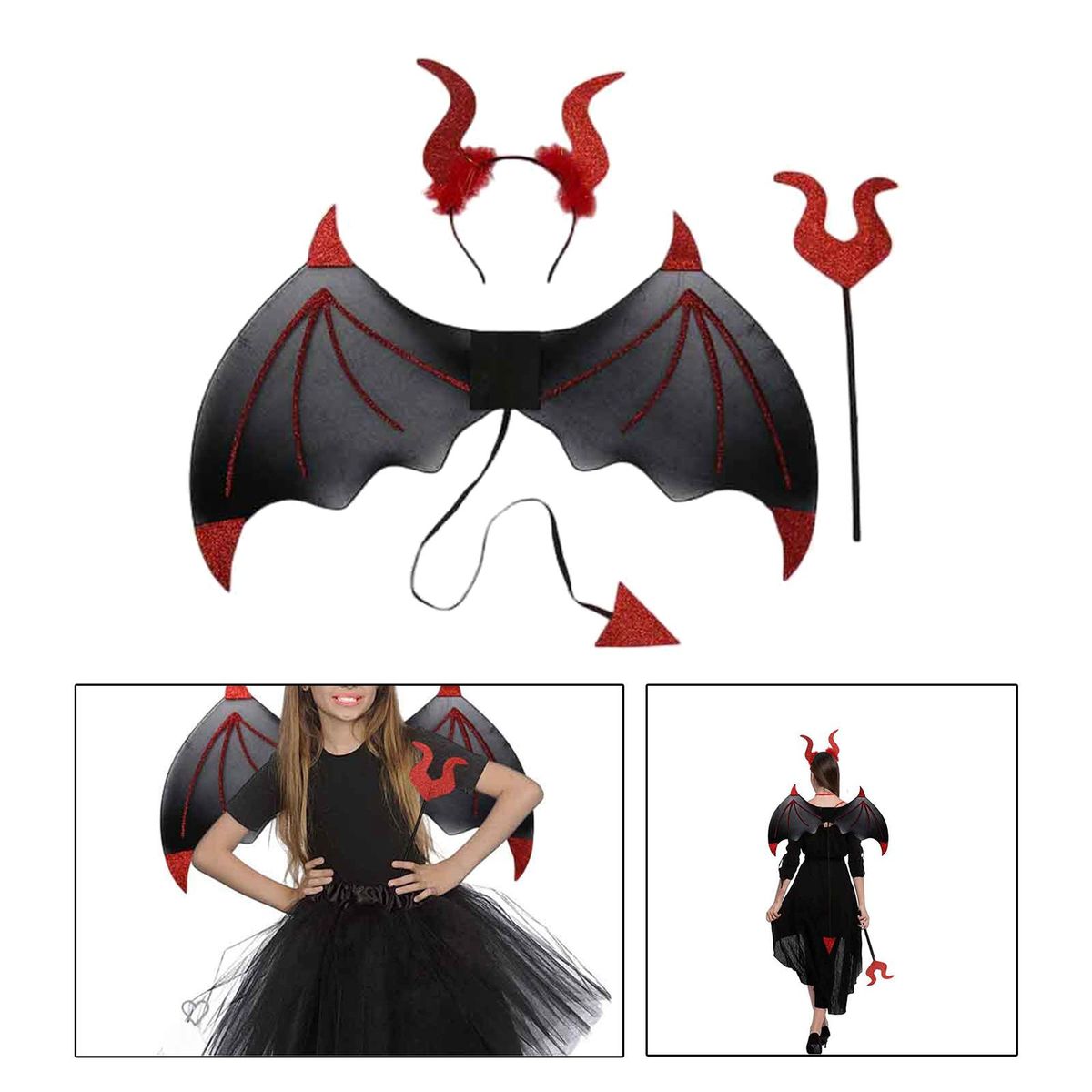 Halloween Devil Costume Set With Devil  Men Women Red