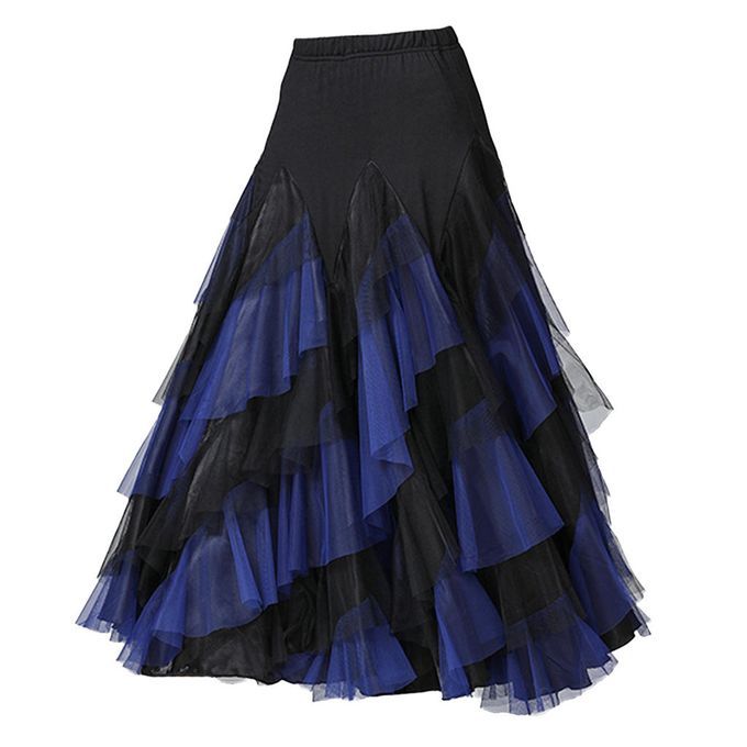 Flamenco Skirt Ballroom Waltz Dance Clothes Modern Black Royal Blue