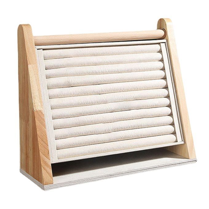 Rings Display Stand Tray Large Capacity For Jewelry Organizer Beige