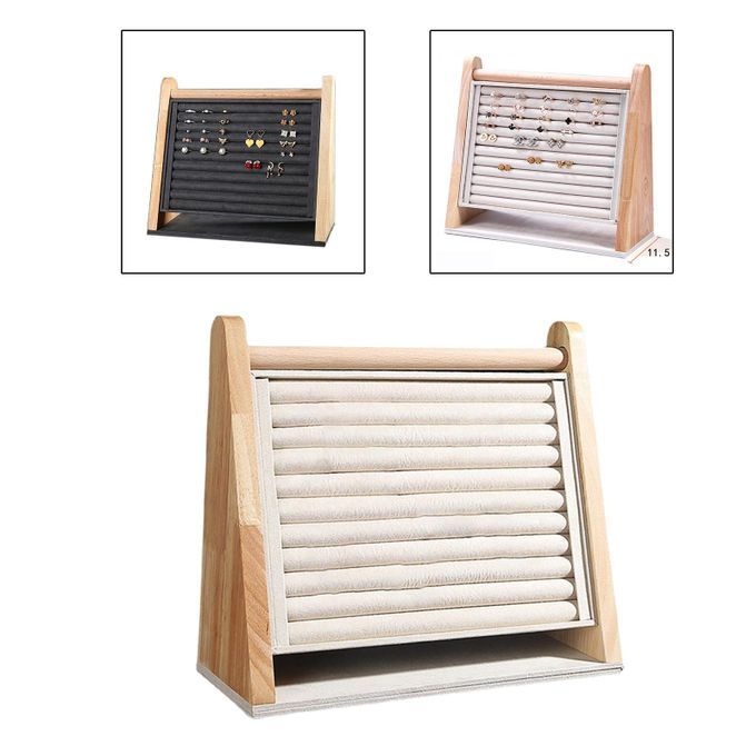 Rings Display Stand Tray Large Capacity For Jewelry Organizer Beige