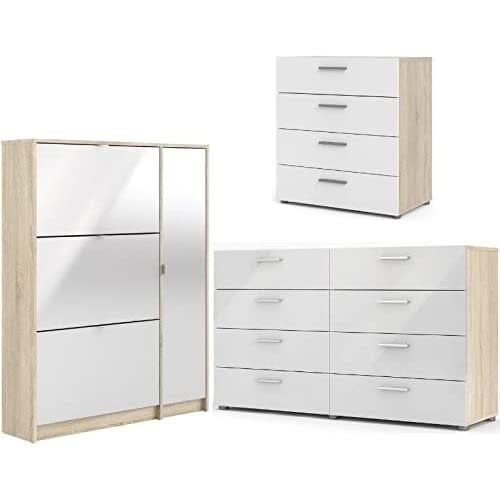 Home Square 3 Piece Furniture Set With Dresser Shoe Cabinet & Chest In Oak/white
