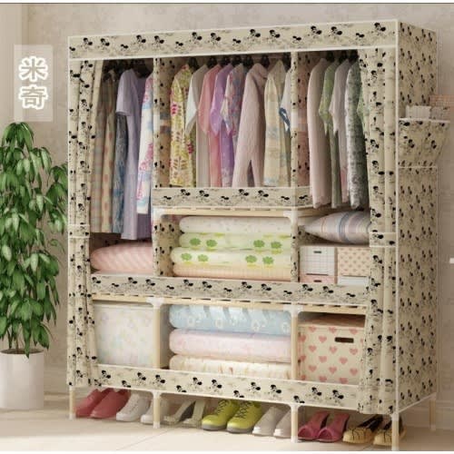 3 Column Mobile Wardrobe -150*45*170cm - Brown