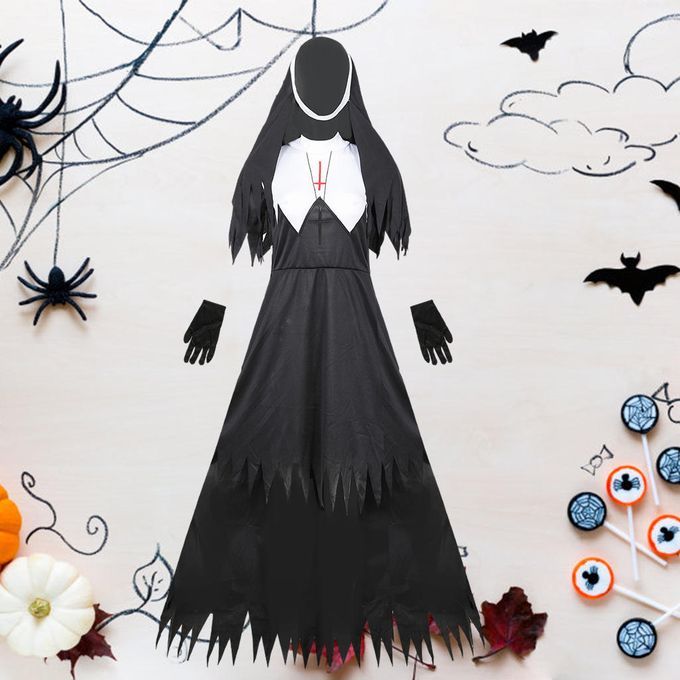 Magic Nun Costume Ladies Halloween Adult Nun Fancy Dress Black S