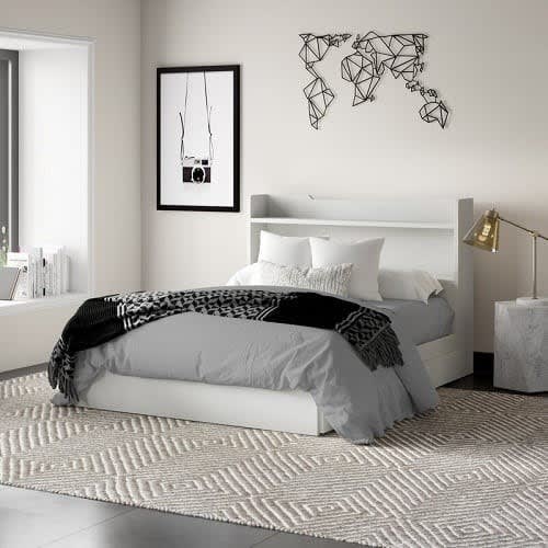 Storage Platform Bed - White