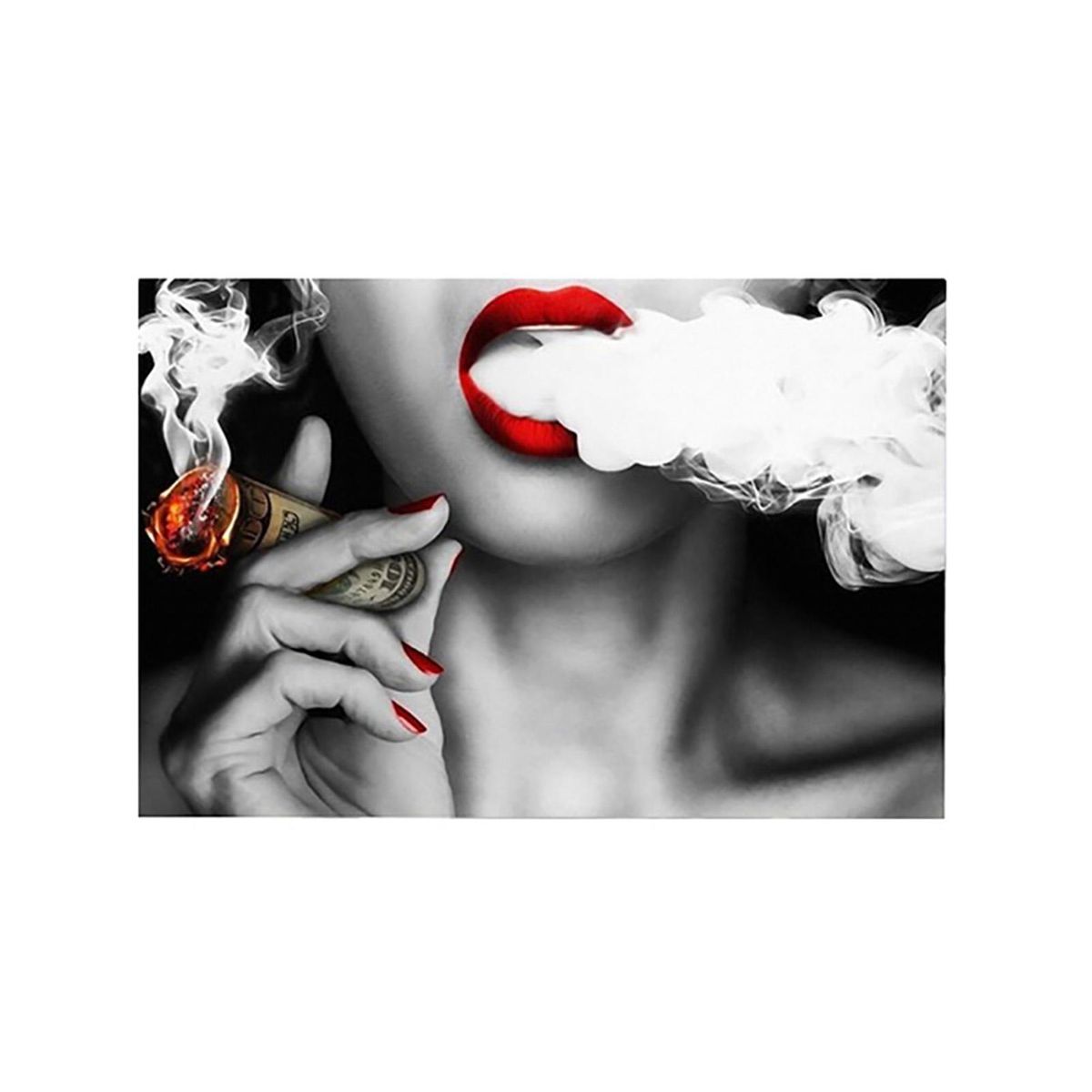 Unframed Smoking Lady Pattern Creative Canvas Wall Art Painting for Home