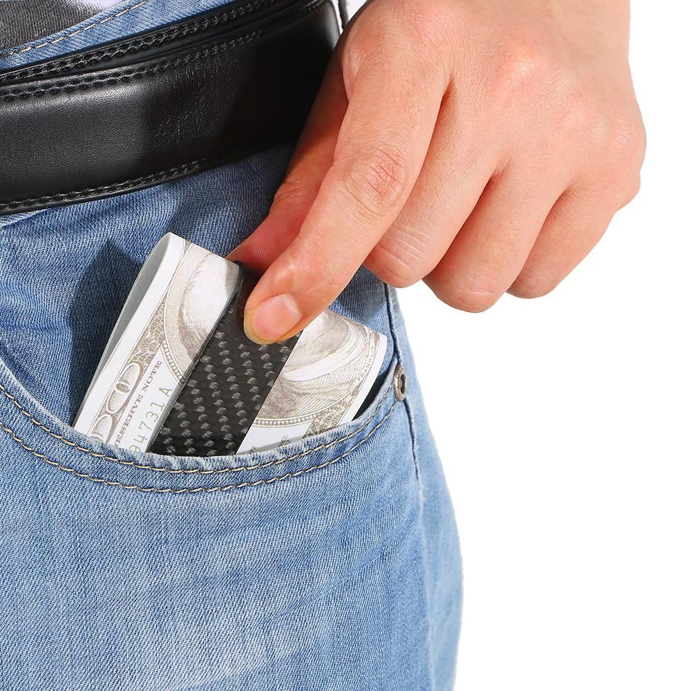 Carbon Fiber Money Clip Classic Design Slim Card Holder Super Handy Mini Size