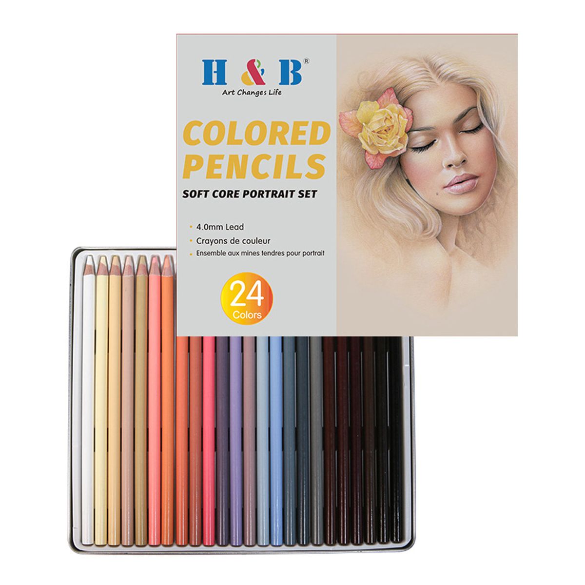 24 Colors Pencils Set Art Supplies Character Skin Tone