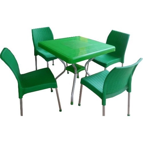 Foldable Plastic Table And 4 Basket Design Iron Leg Chair