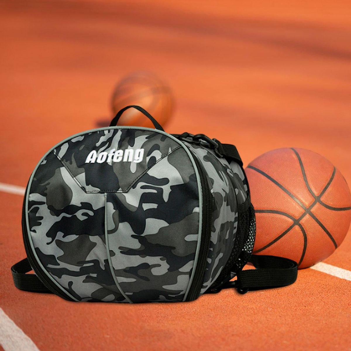 Basketball Shoulder Bag Oxford Fabric Wear Resistant Gray