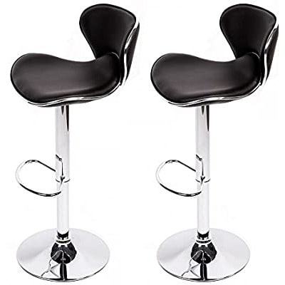 Swivel Adjustable Kitchen Counter Bar Stools - Set Of 2 - Black