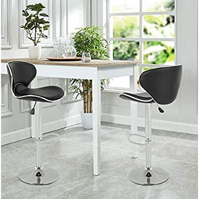 Swivel Adjustable Kitchen Counter Bar Stools - Set Of 2 - Black