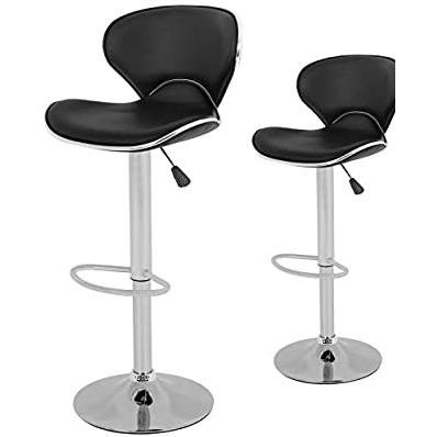 Swivel Adjustable Kitchen Counter Bar Stools - Set Of 2 - Black