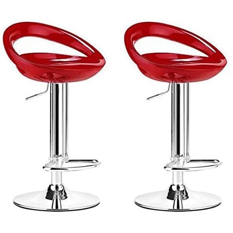 Gloss Abs Sleek Plastic Bar Stools - Set Of 2 - Red