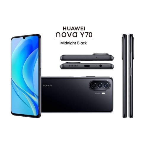 nova Y70 - 6.75" - 128GB ROM - 4GB RAM - Dual Sim - 4G LTE - 48MP - Fingerprint - 6000mAh - Black