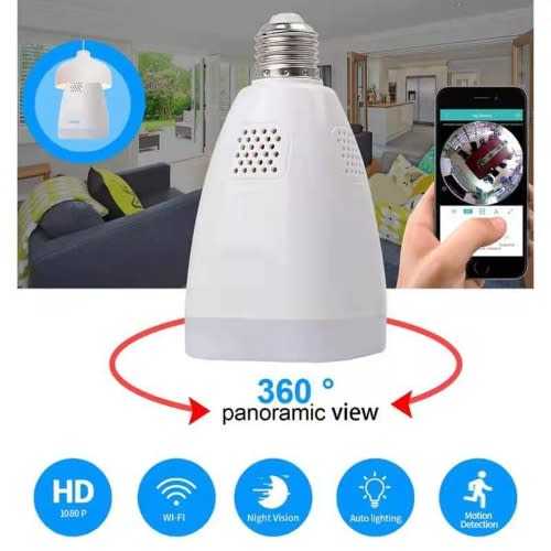 360 Degree Motion Recording WiFi Bulb Panoramic Surveillance Camera